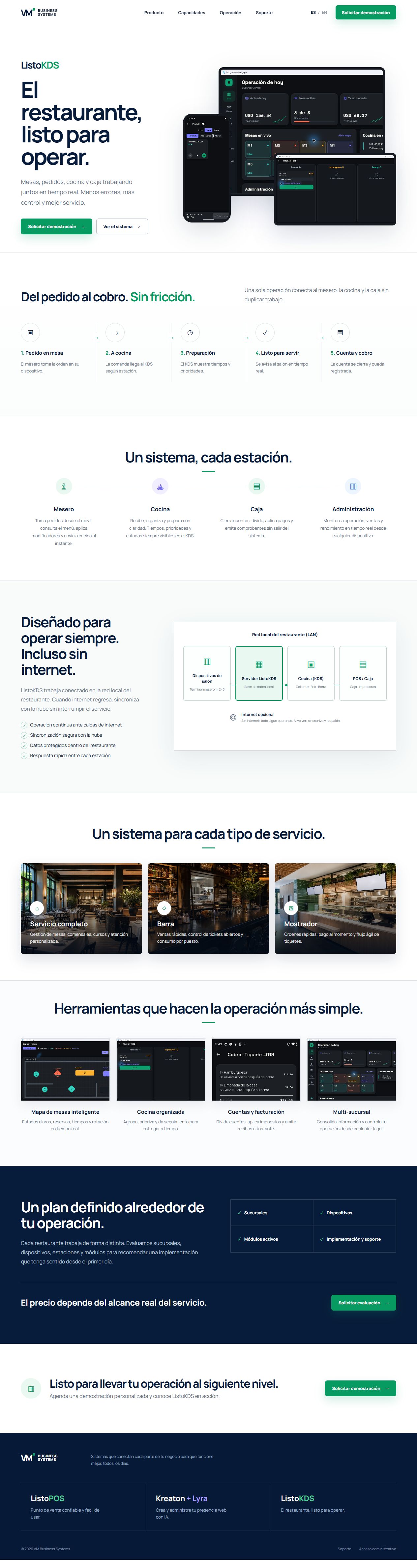Muestra real del sistema ListoKDS para restaurantes